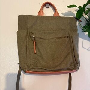 Universal Thread Dark Green Faux Leather Backpack – Retired Style, Laptop Sleeve